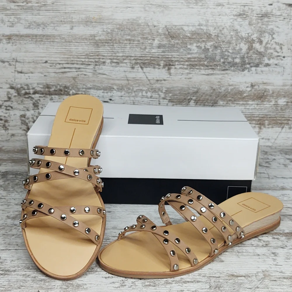 🟦NIB Dolce Vita Pinta Cafe Studded Strappy Slide Sandal - Picture 1 of 16